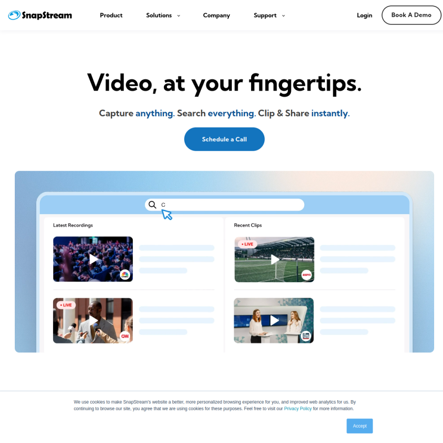 snapstream.com homepage screenshot