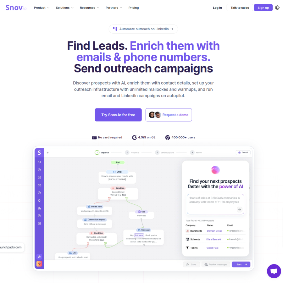 snov.io homepage screenshot