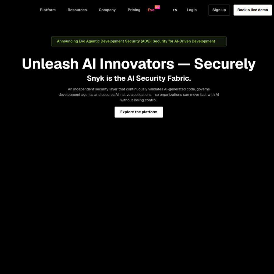 snyk.io homepage screenshot