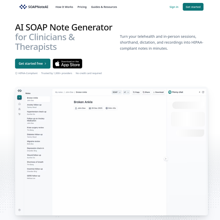 soapnoteai.com homepage screenshot