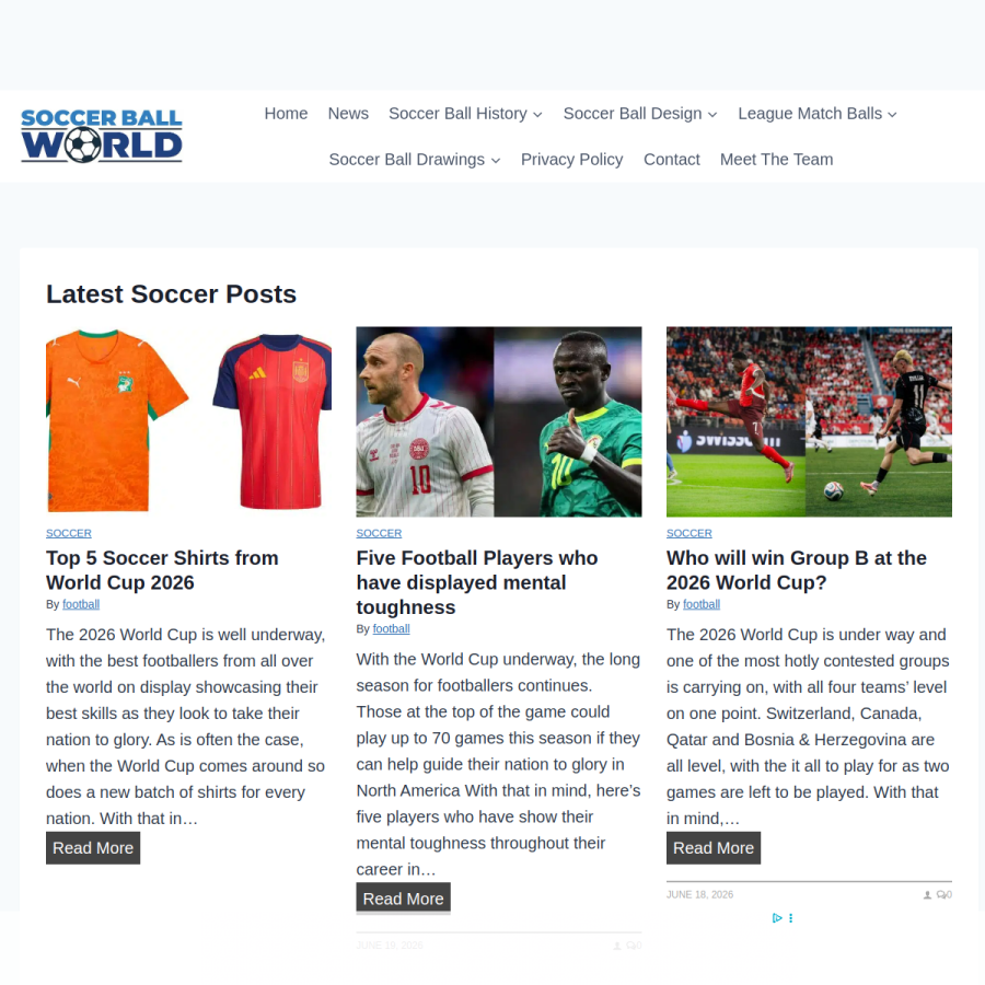 soccerballworld.com homepage screenshot
