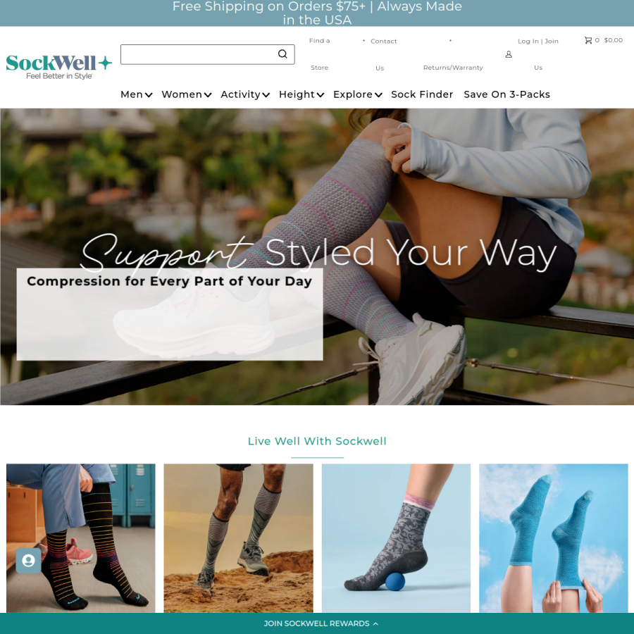 sockwellusa.com homepage screenshot