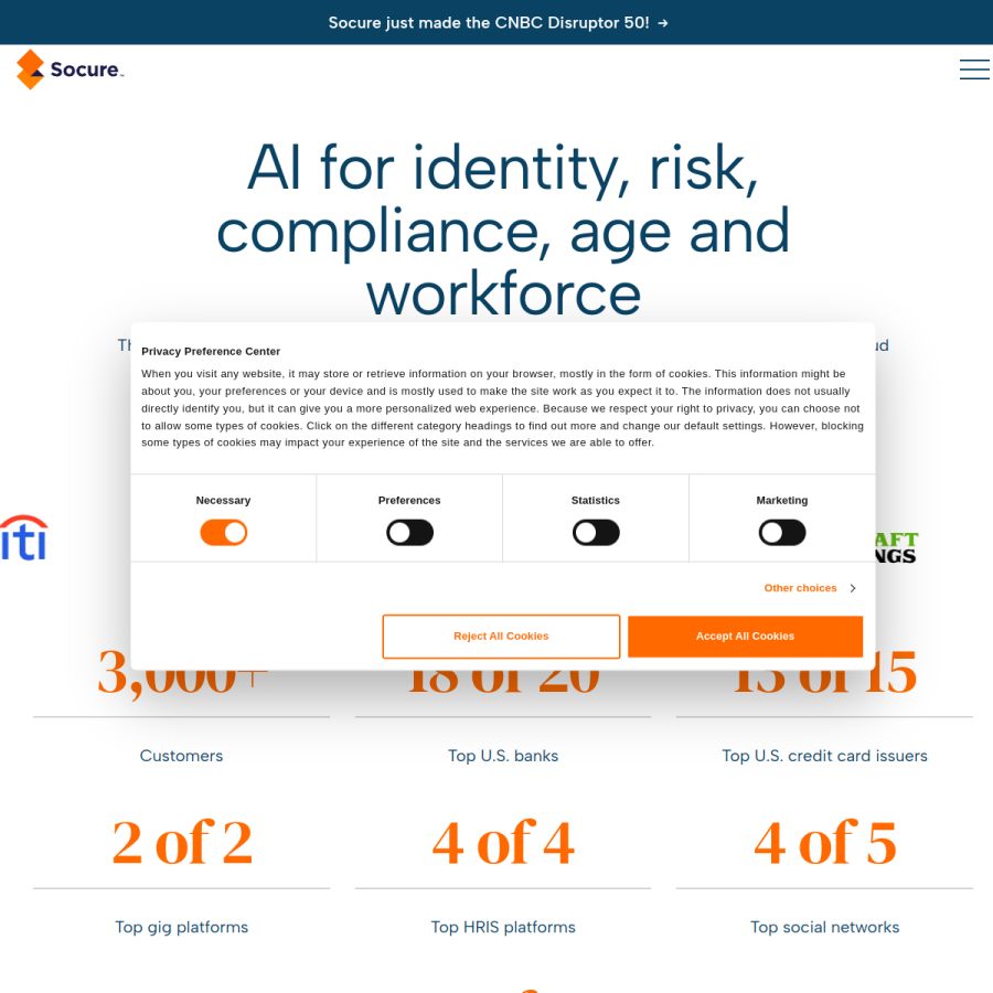 socure.com homepage screenshot