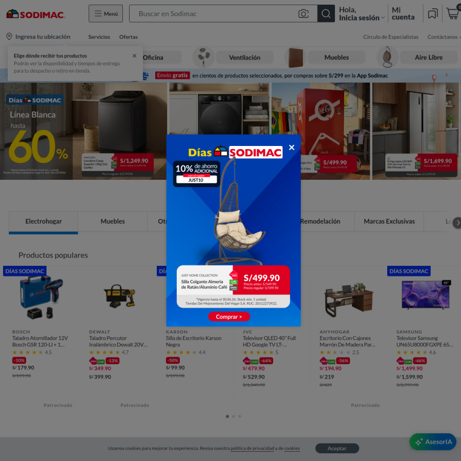 sodimac.com.pe homepage screenshot