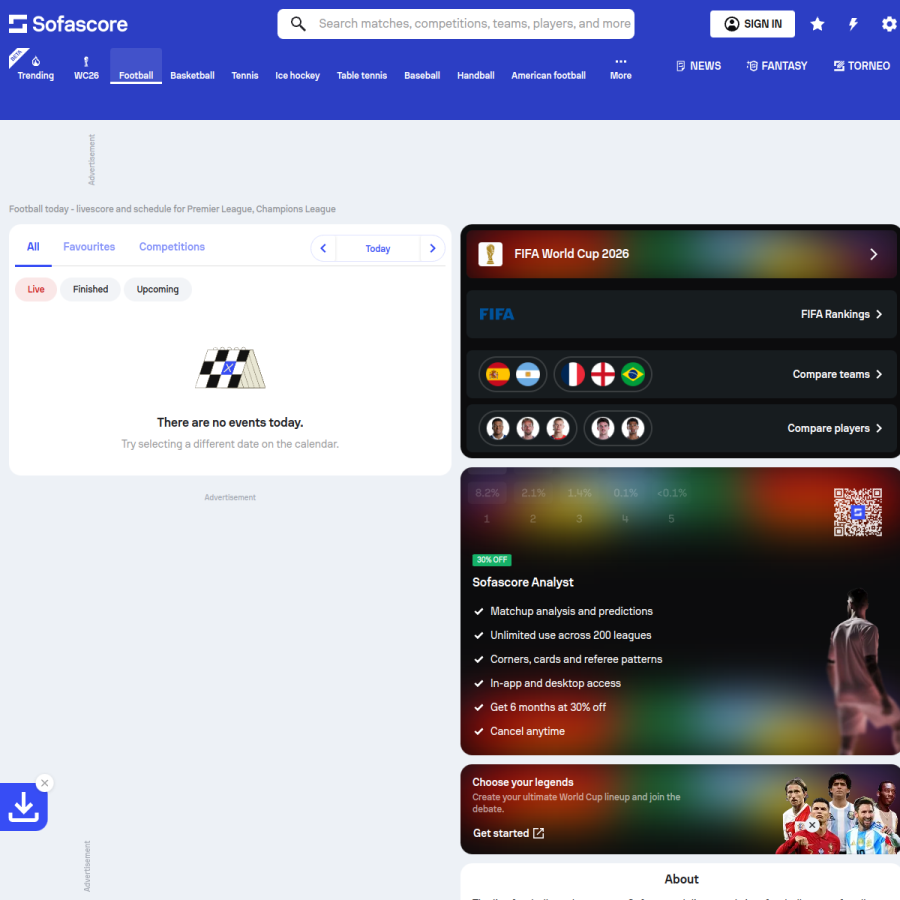 sofascore.com homepage screenshot