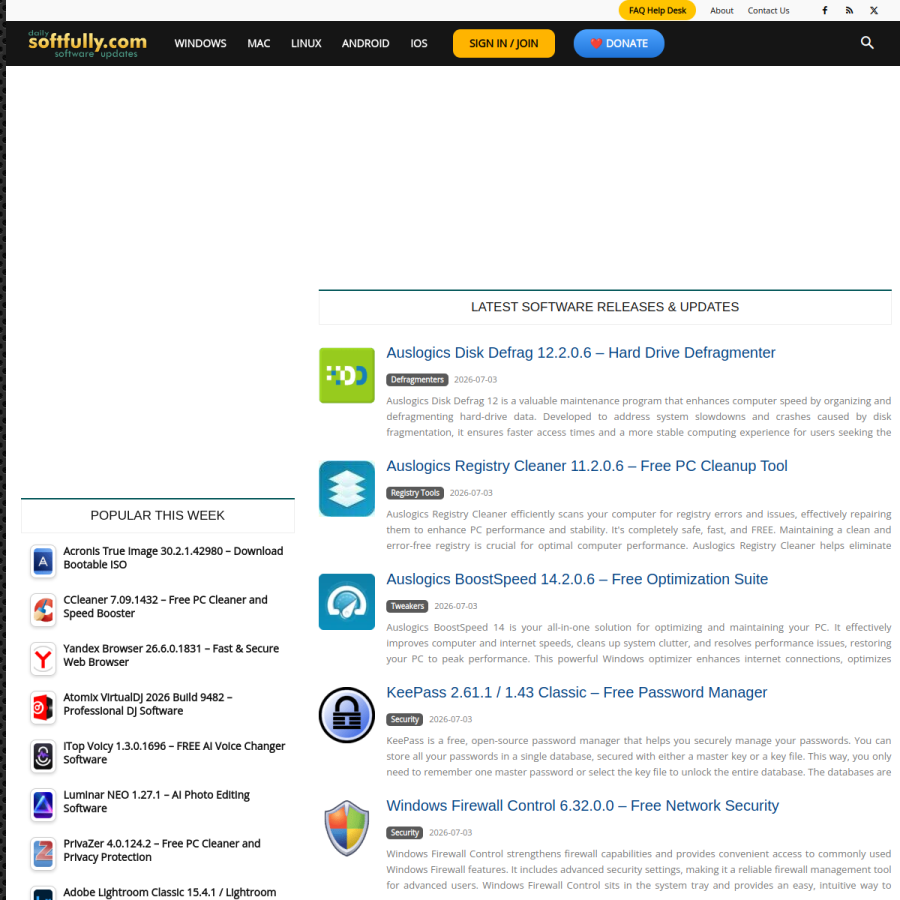 softfully.com homepage screenshot