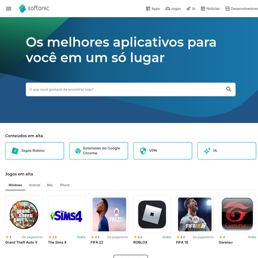softonic.com.br homepage screenshot