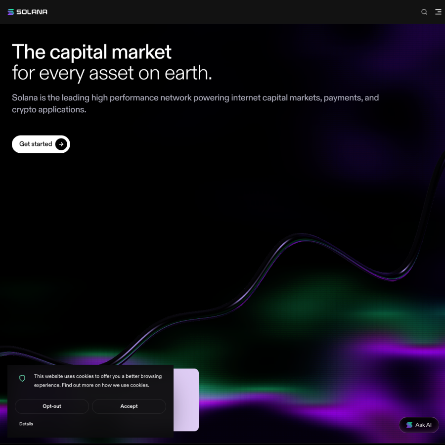 solana.com homepage screenshot