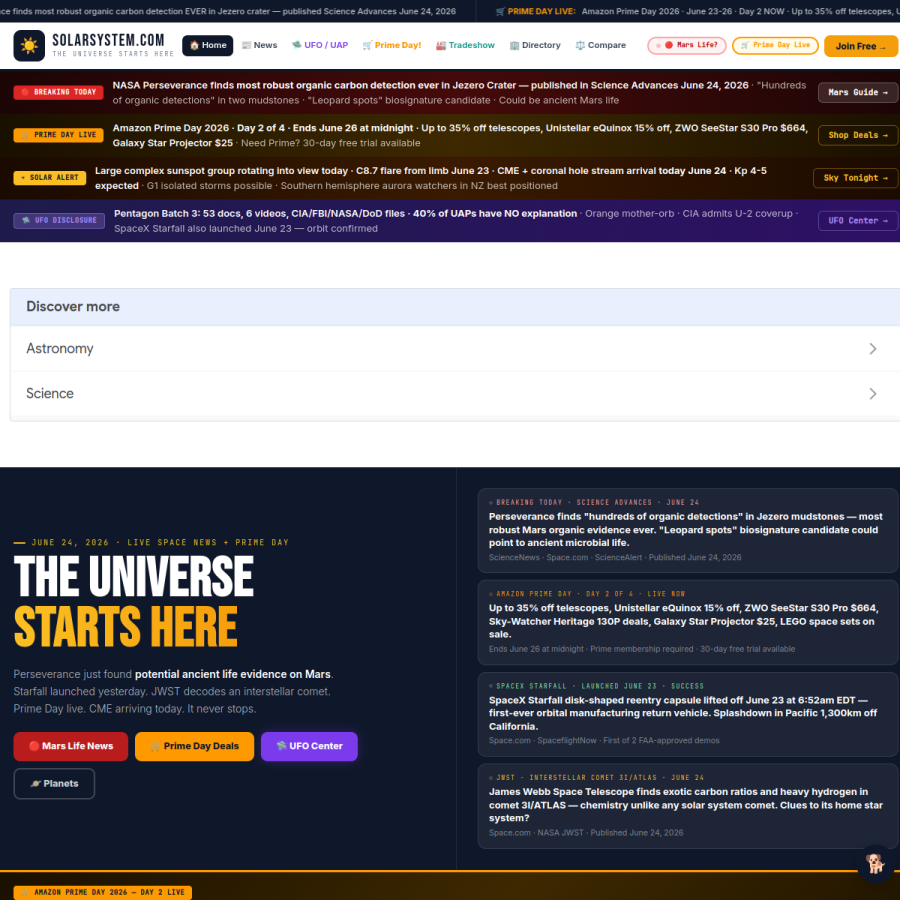 solarsystem.com homepage screenshot