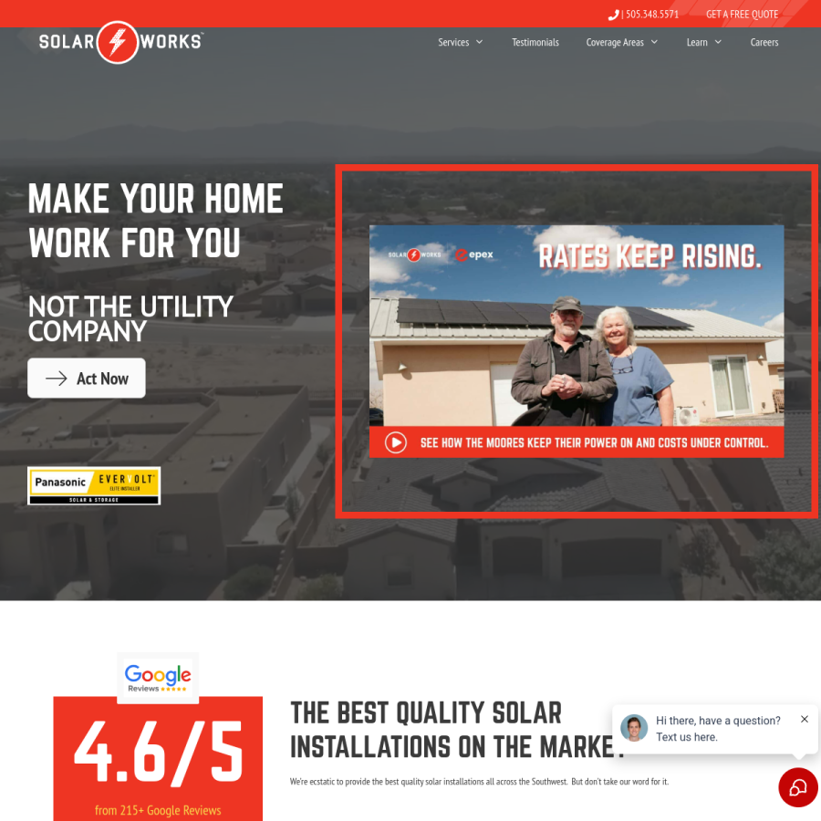 solarworksenergy.com homepage screenshot