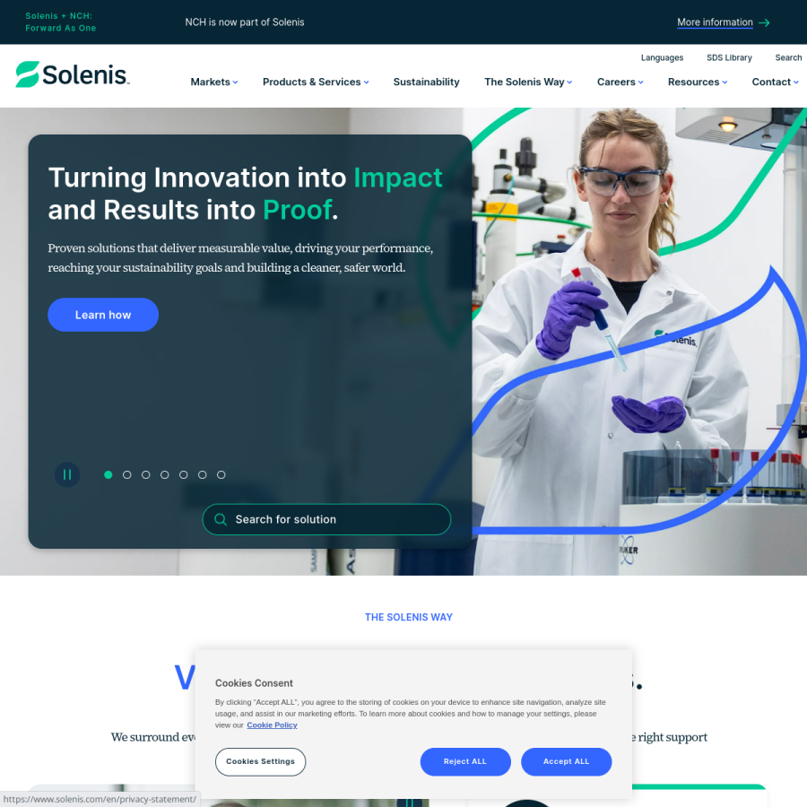 solenis.com homepage screenshot