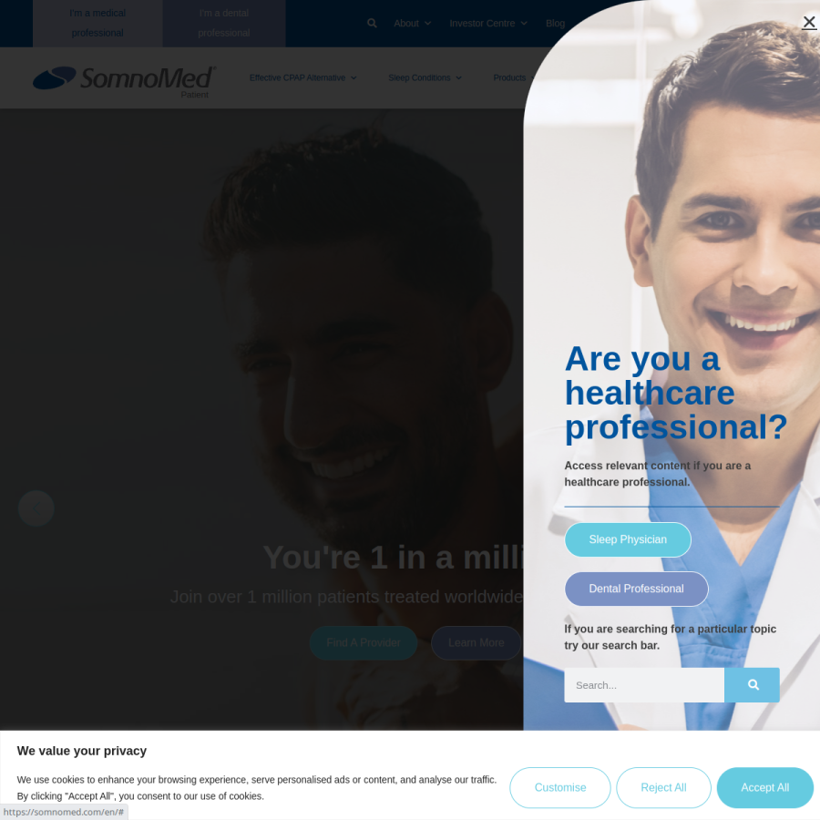 somnomed.com homepage screenshot