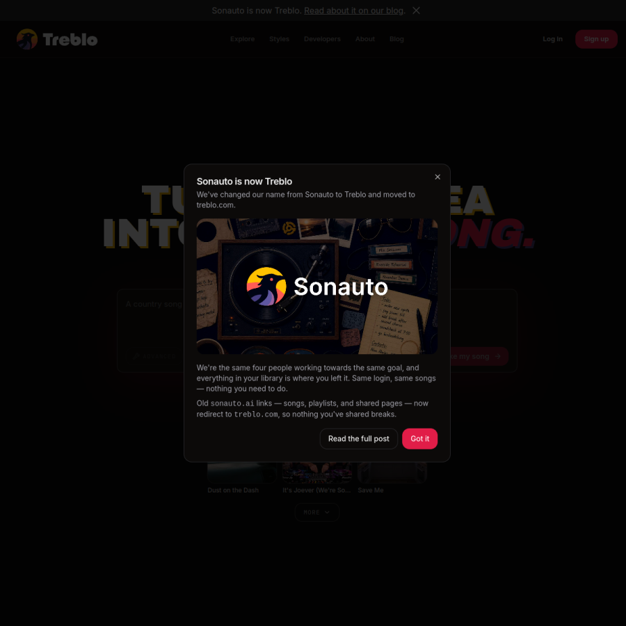 sonauto.ai homepage screenshot
