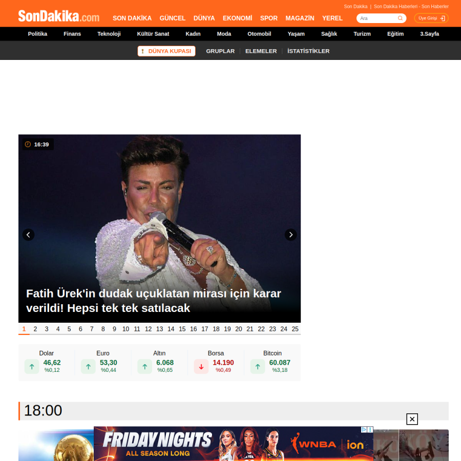 sondakika.com homepage screenshot