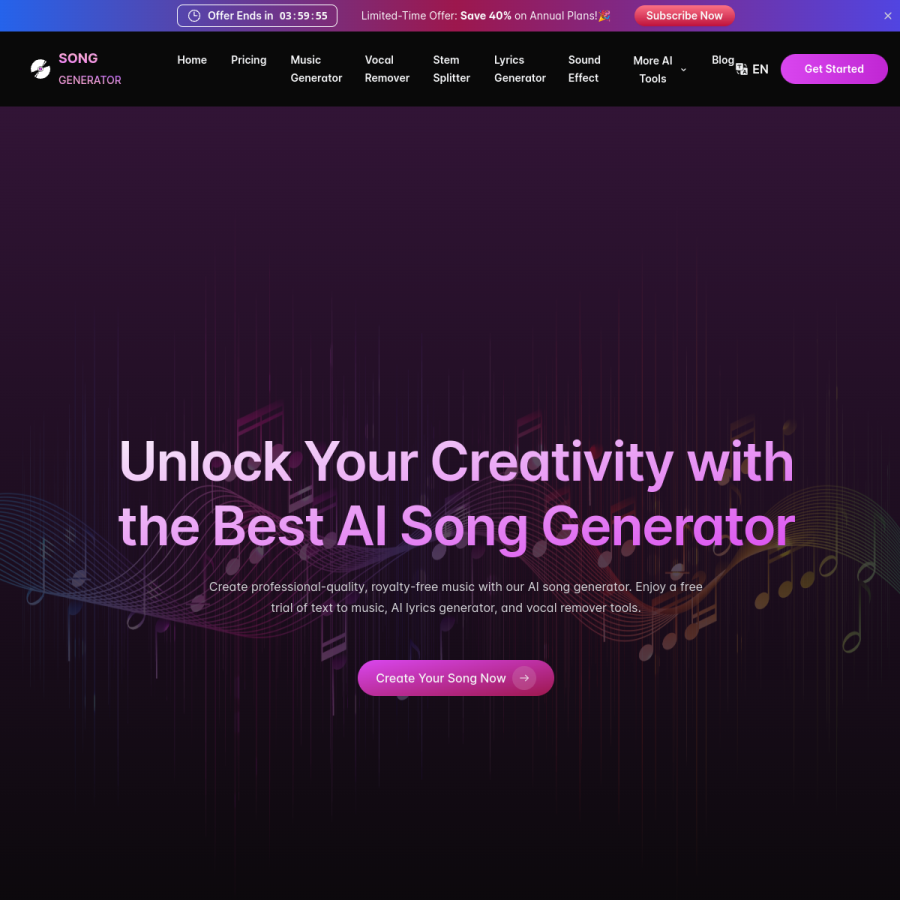 songgenerator.io homepage screenshot
