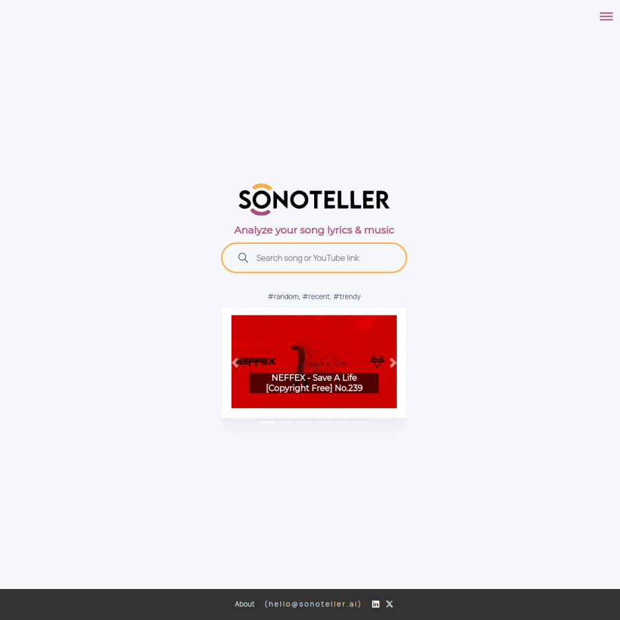 sonoteller.ai homepage screenshot