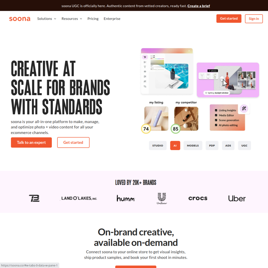 soona.co homepage screenshot