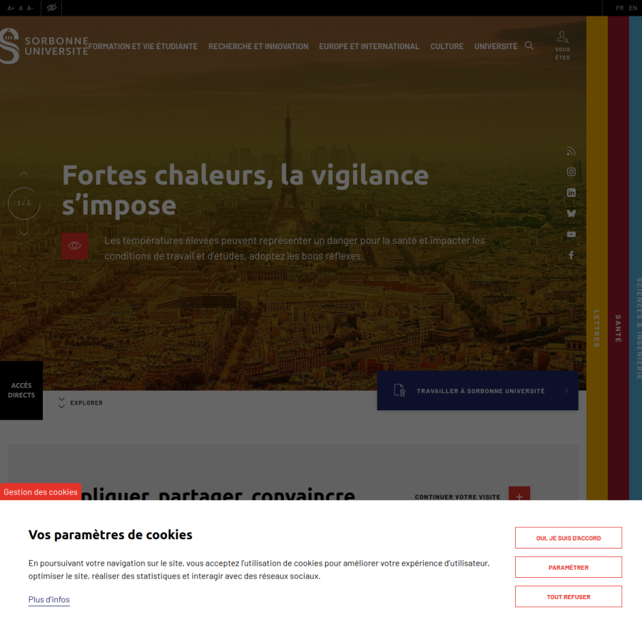 sorbonne-universite.fr homepage screenshot