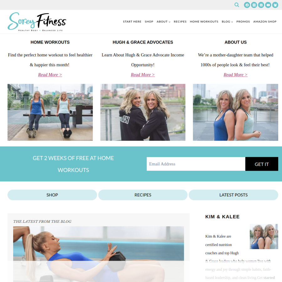 soreyfitness.com homepage screenshot