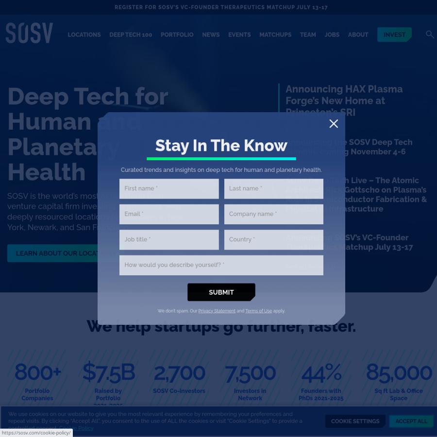 sosv.com homepage screenshot