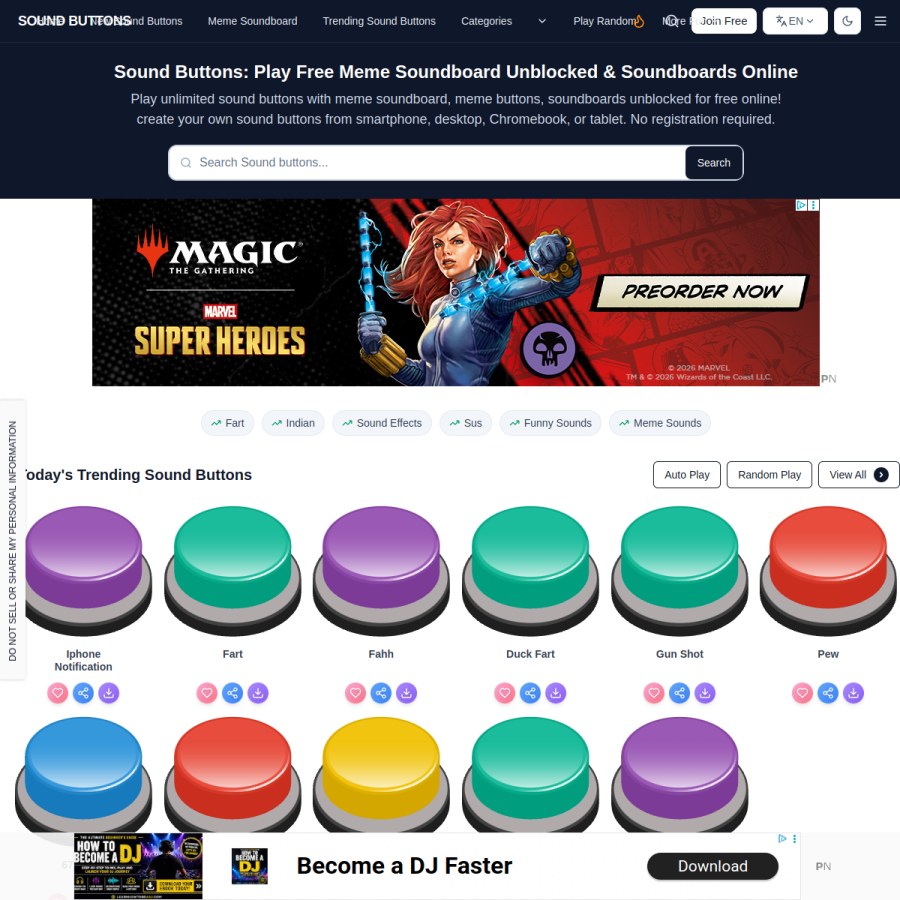 soundbuttons.com homepage screenshot