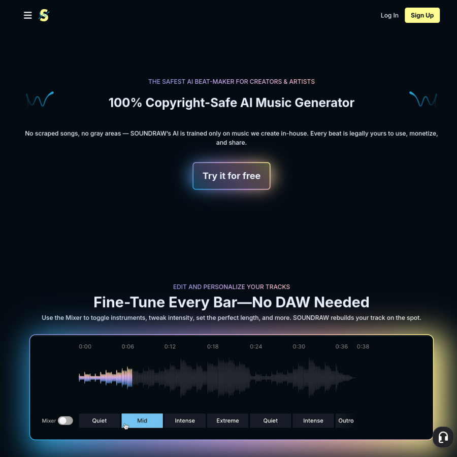 soundraw.io homepage screenshot