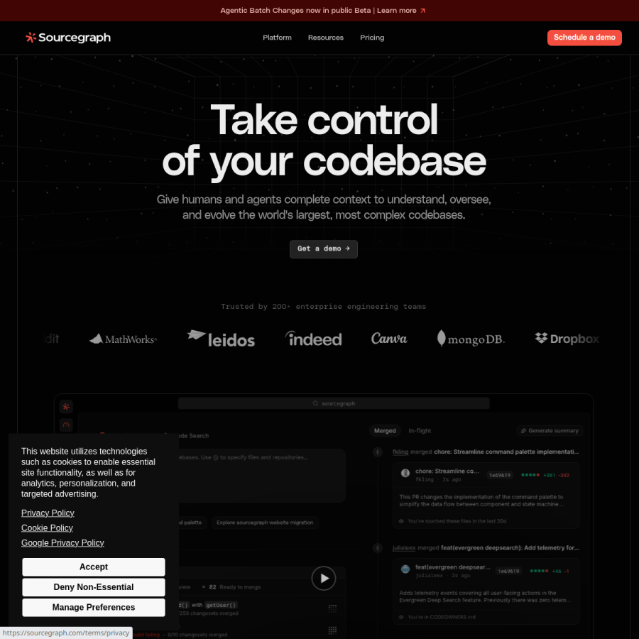 sourcegraph.com homepage screenshot
