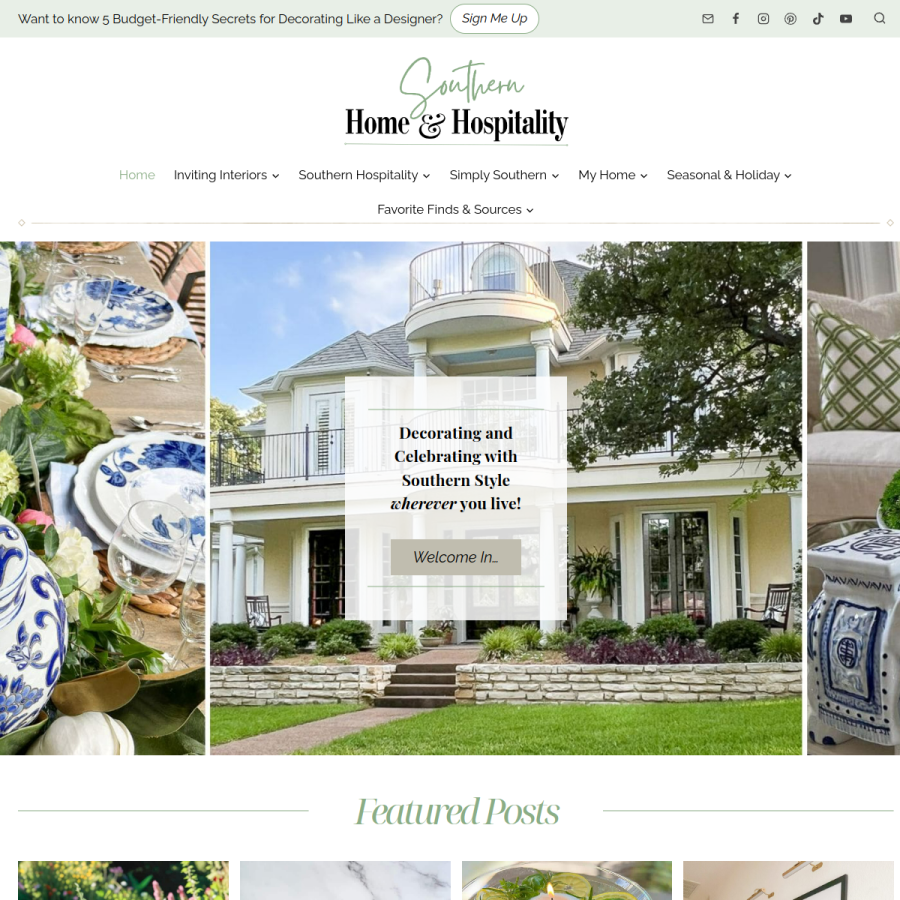 southernhomeandhospitality.com homepage screenshot