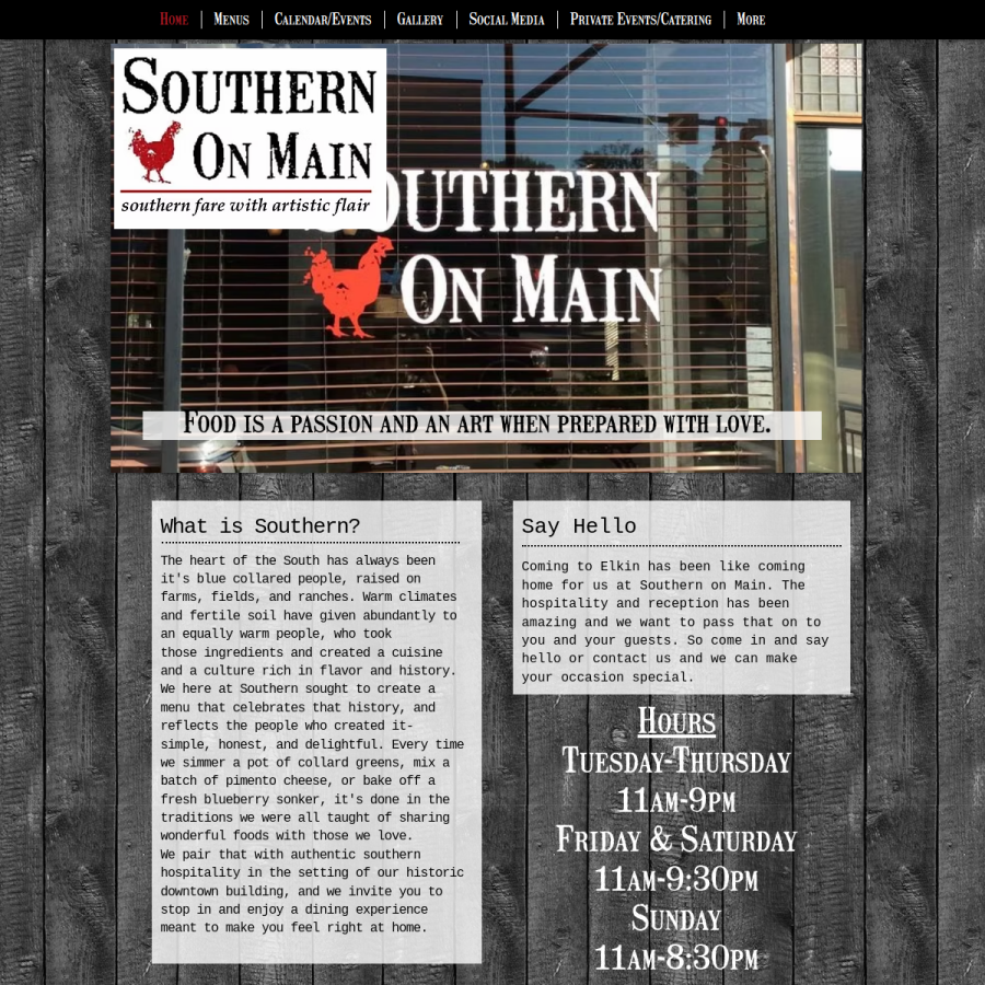 southernonmain.com homepage screenshot