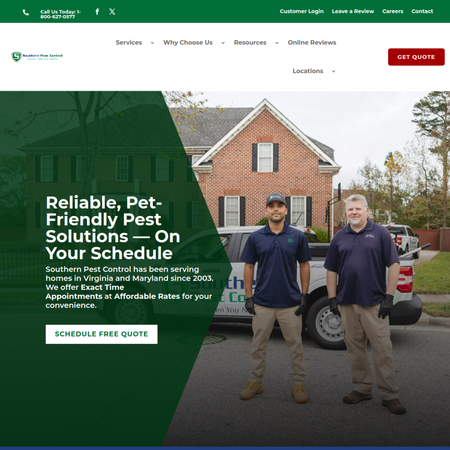 southernpestcontrol.com homepage screenshot