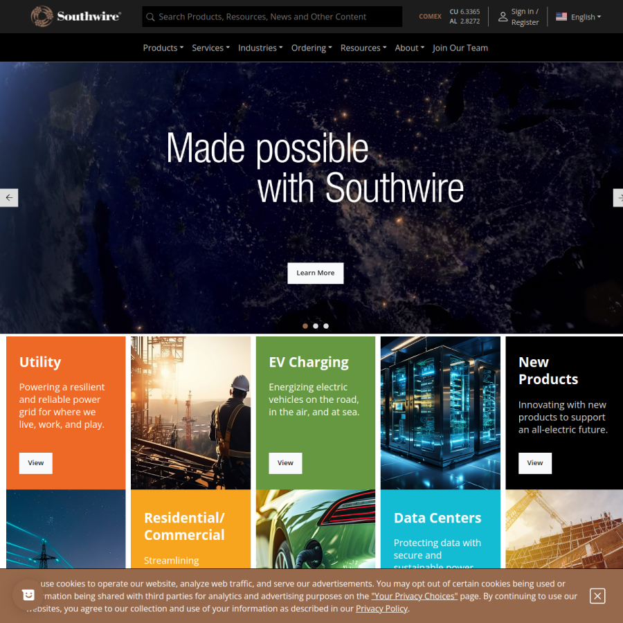 southwire.com homepage screenshot