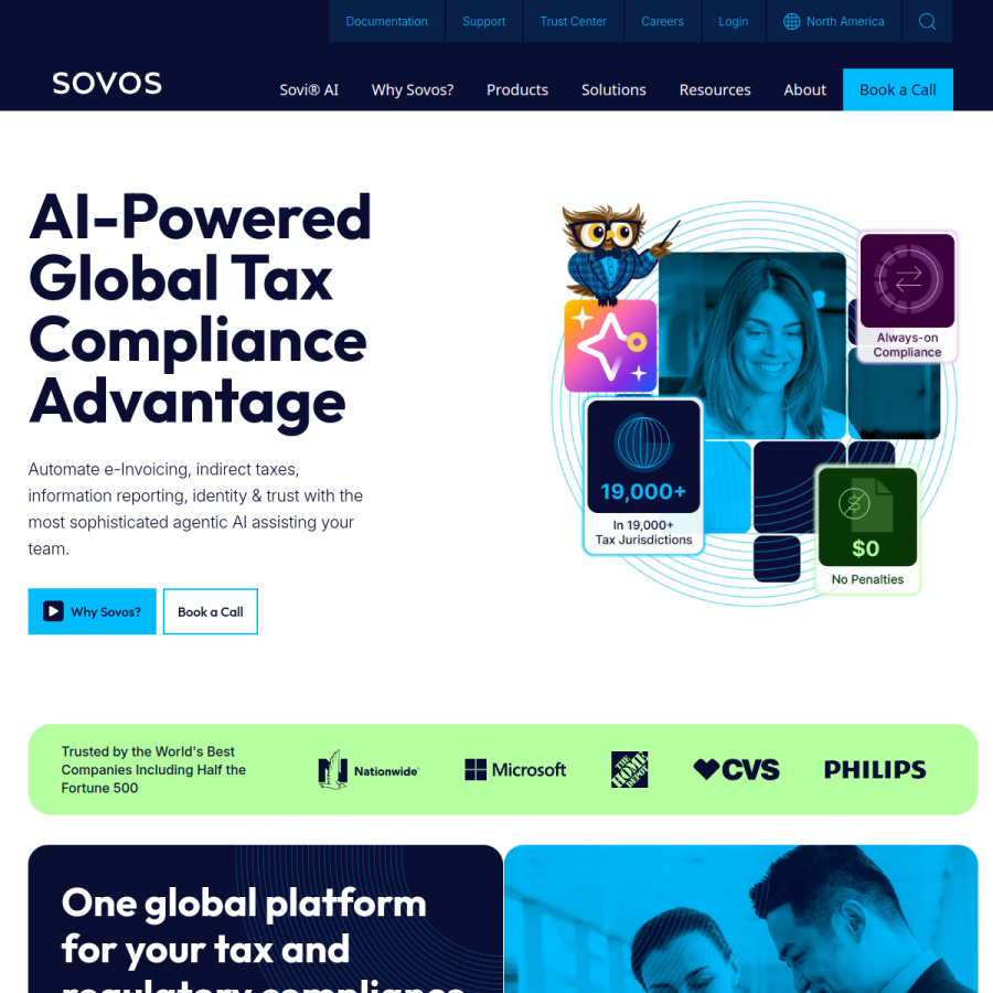 sovos.com homepage screenshot