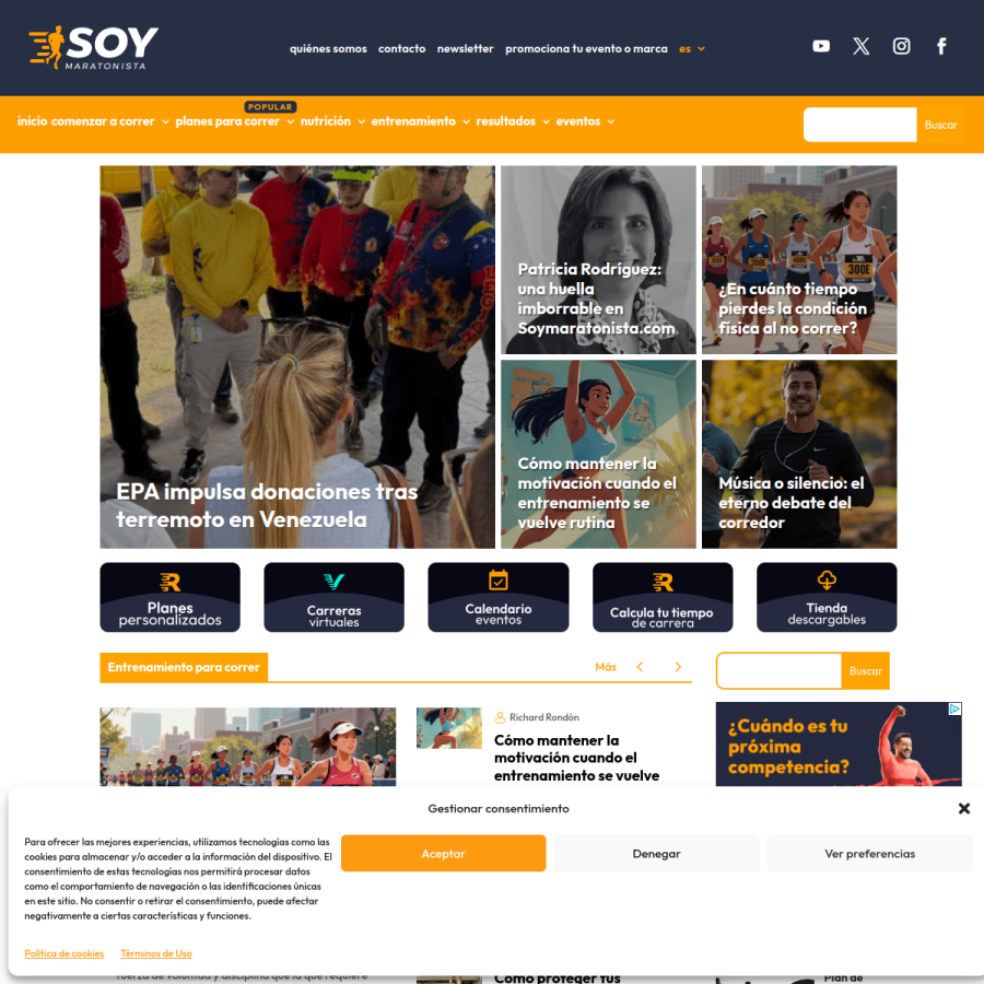 soymaratonista.com homepage screenshot