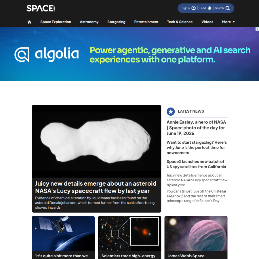 space.com homepage screenshot