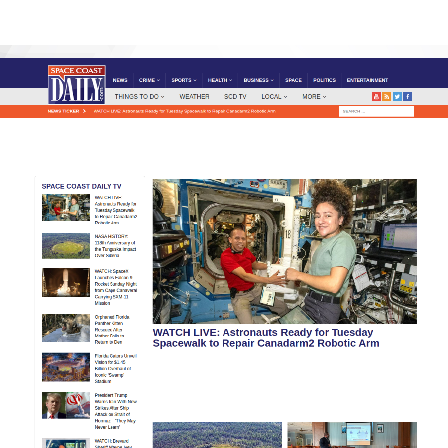 spacecoastdaily.com homepage screenshot