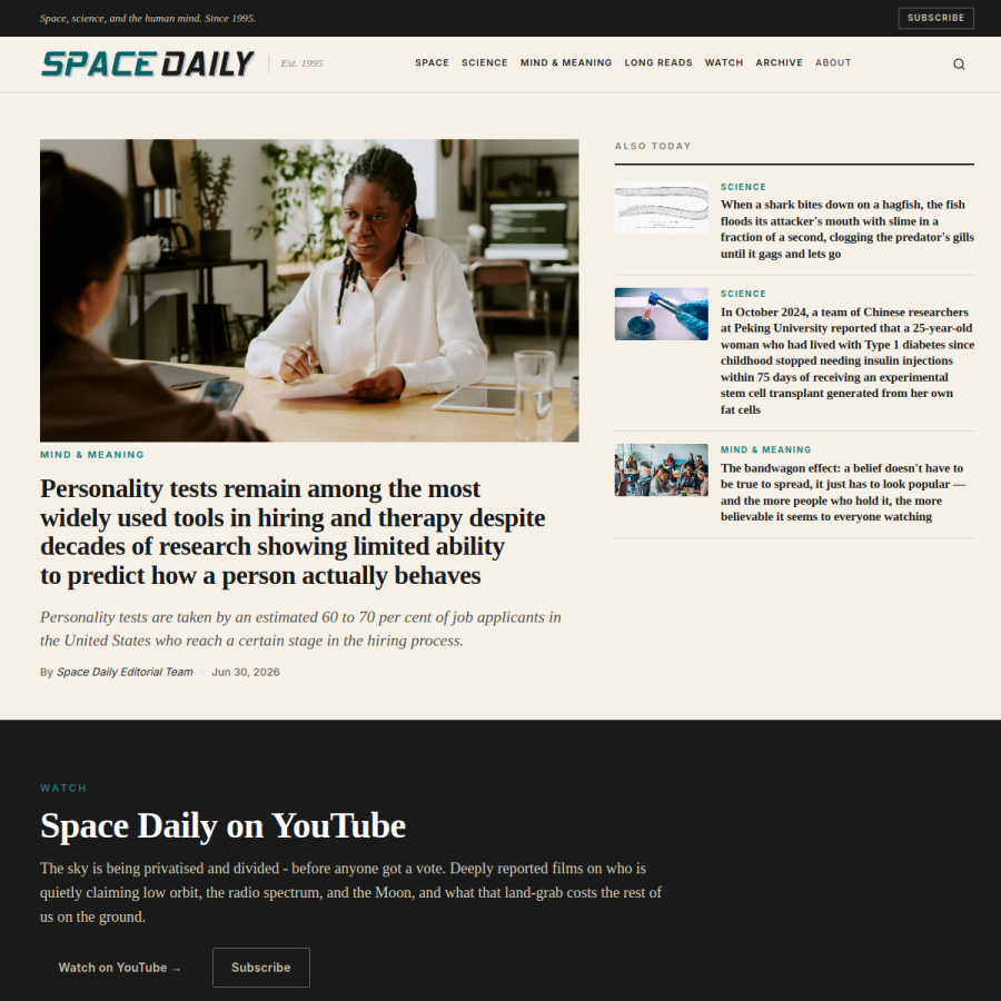spacedaily.com homepage screenshot
