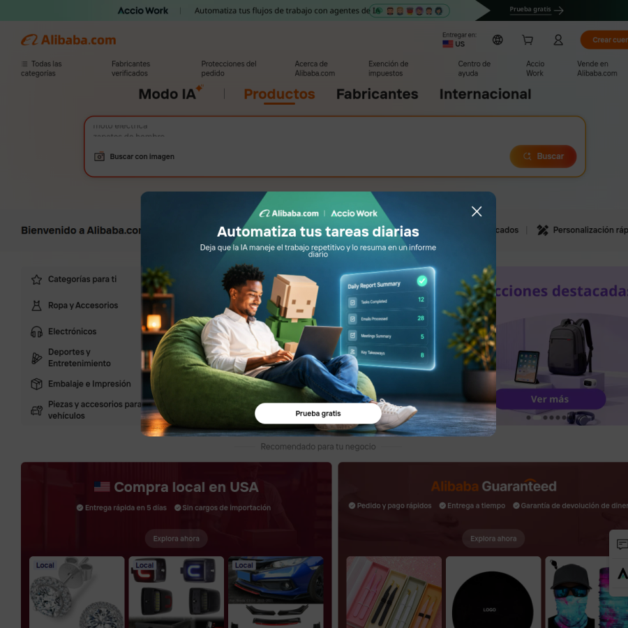 spanish.alibaba.com homepage screenshot