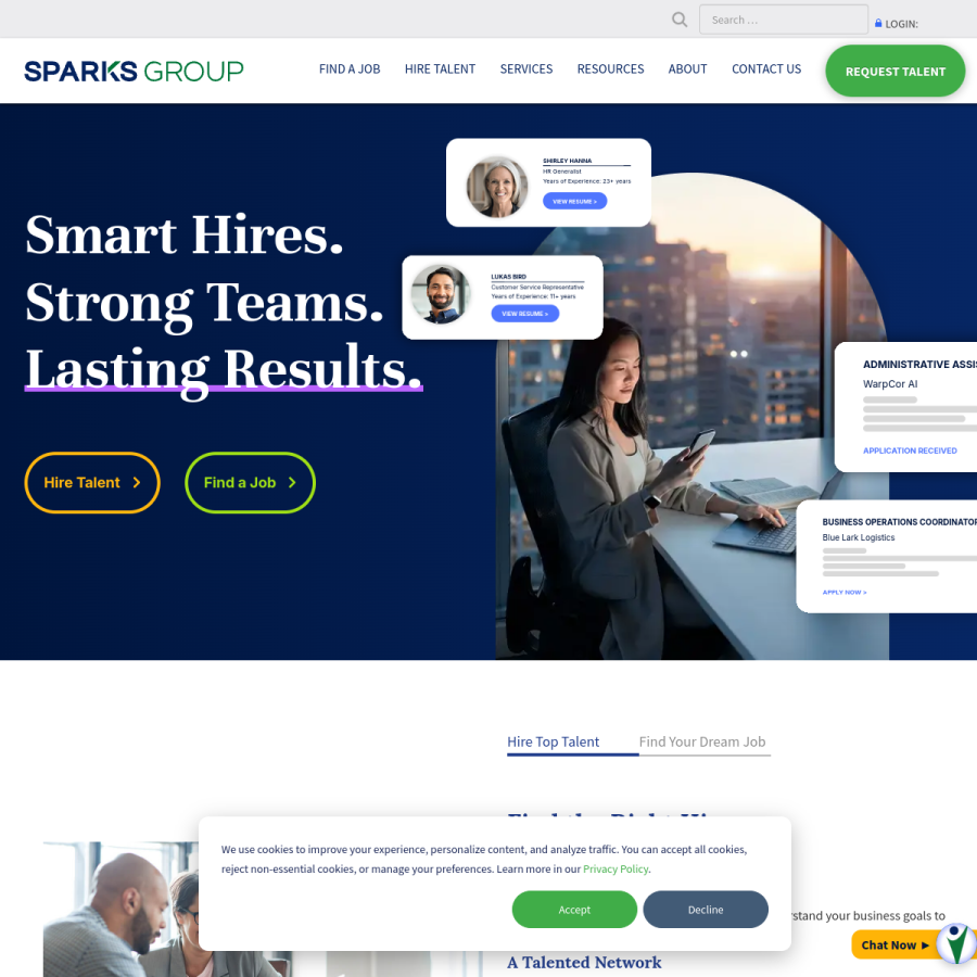 sparksgroupinc.com homepage screenshot