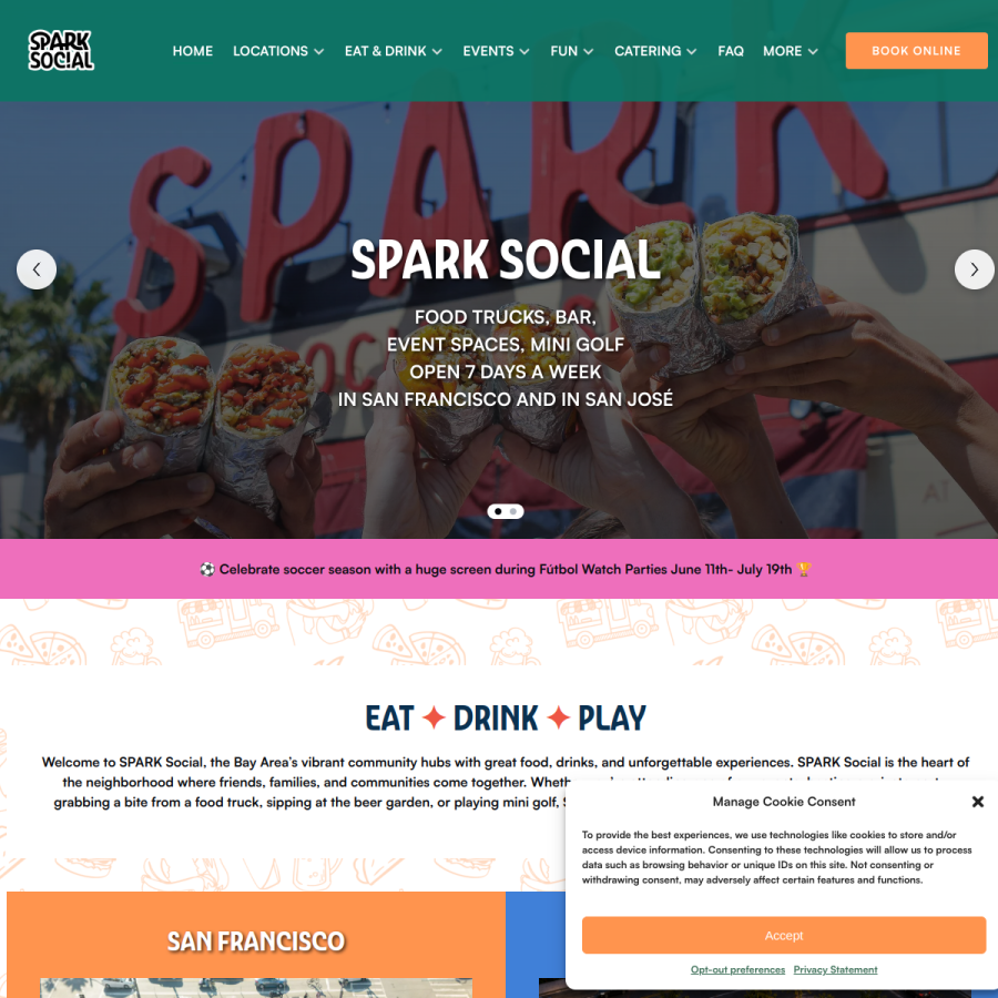 sparksocialsf.com homepage screenshot