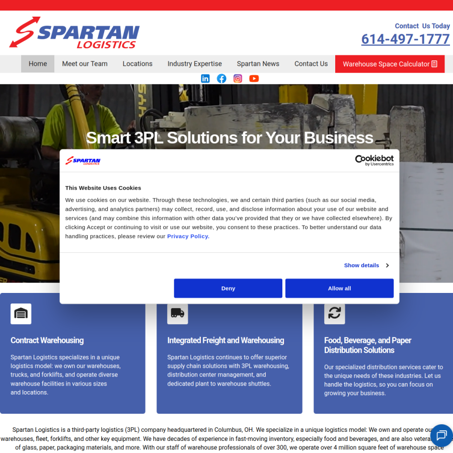 spartanlogistics.com homepage screenshot