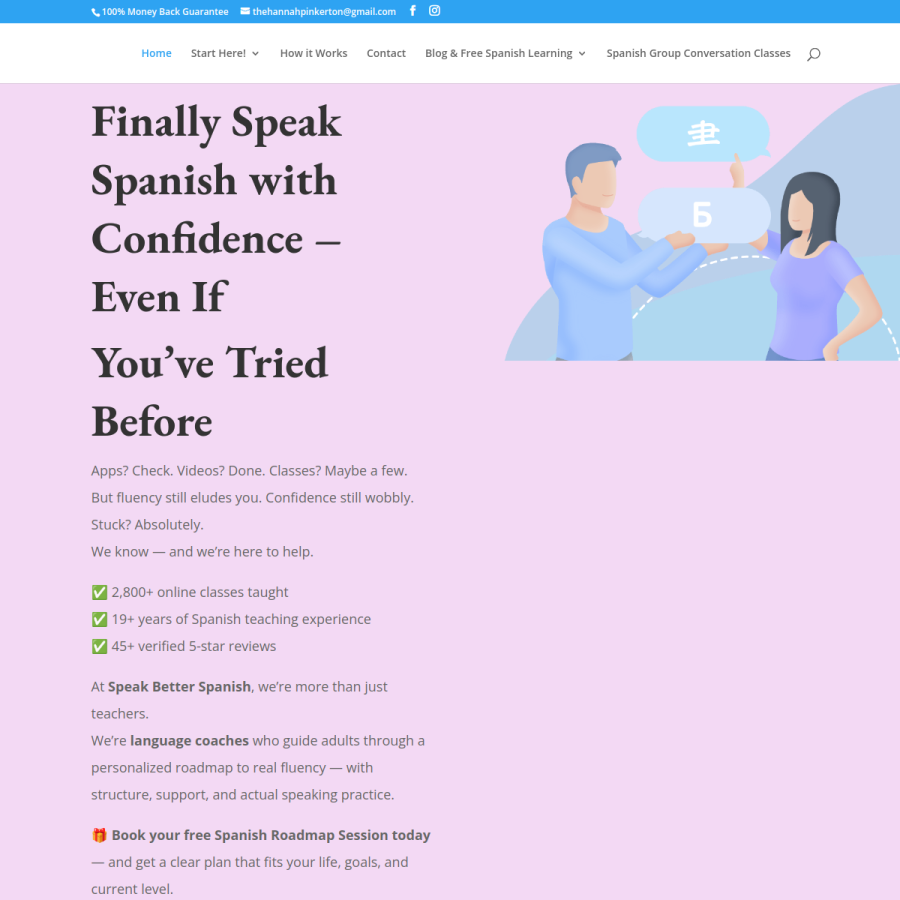 speakbetterspanish.com homepage screenshot