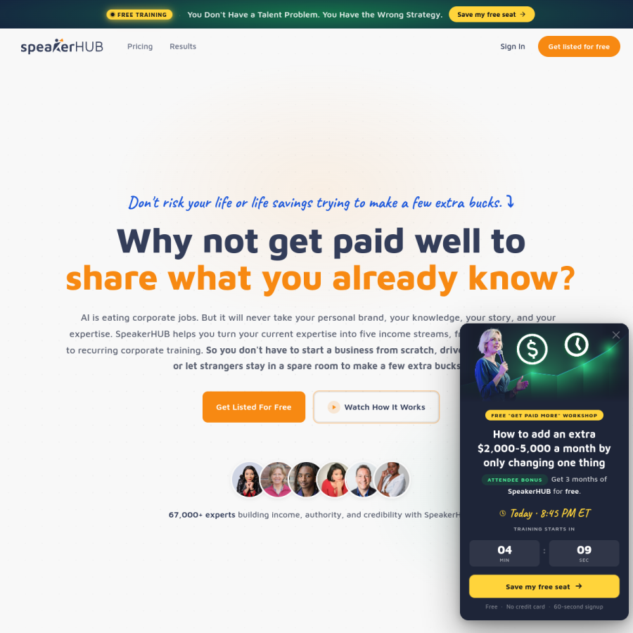 speakerhub.com homepage screenshot
