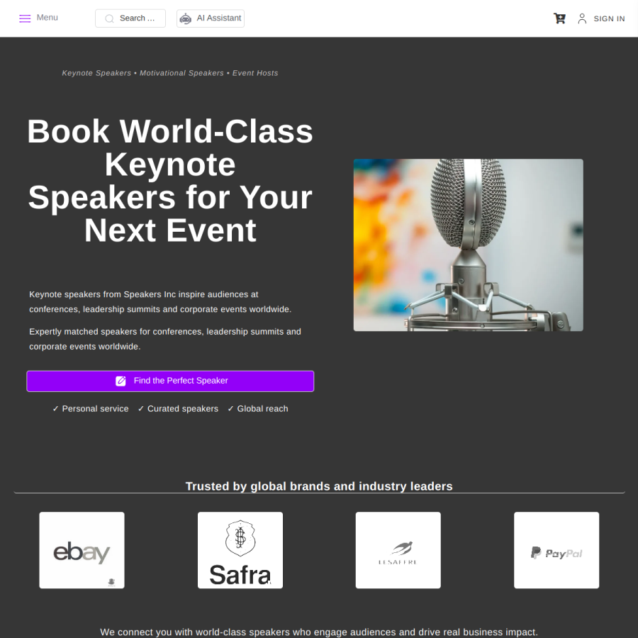 speakersinc.com homepage screenshot