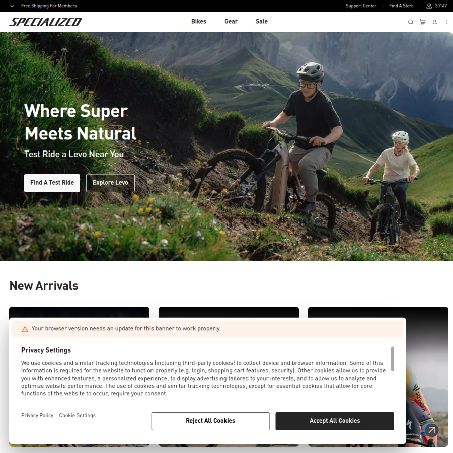 specialized.com homepage screenshot