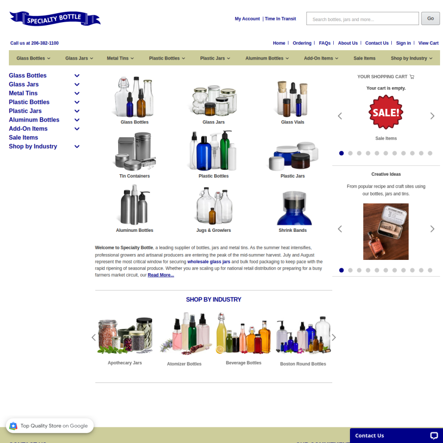 specialtybottle.com homepage screenshot
