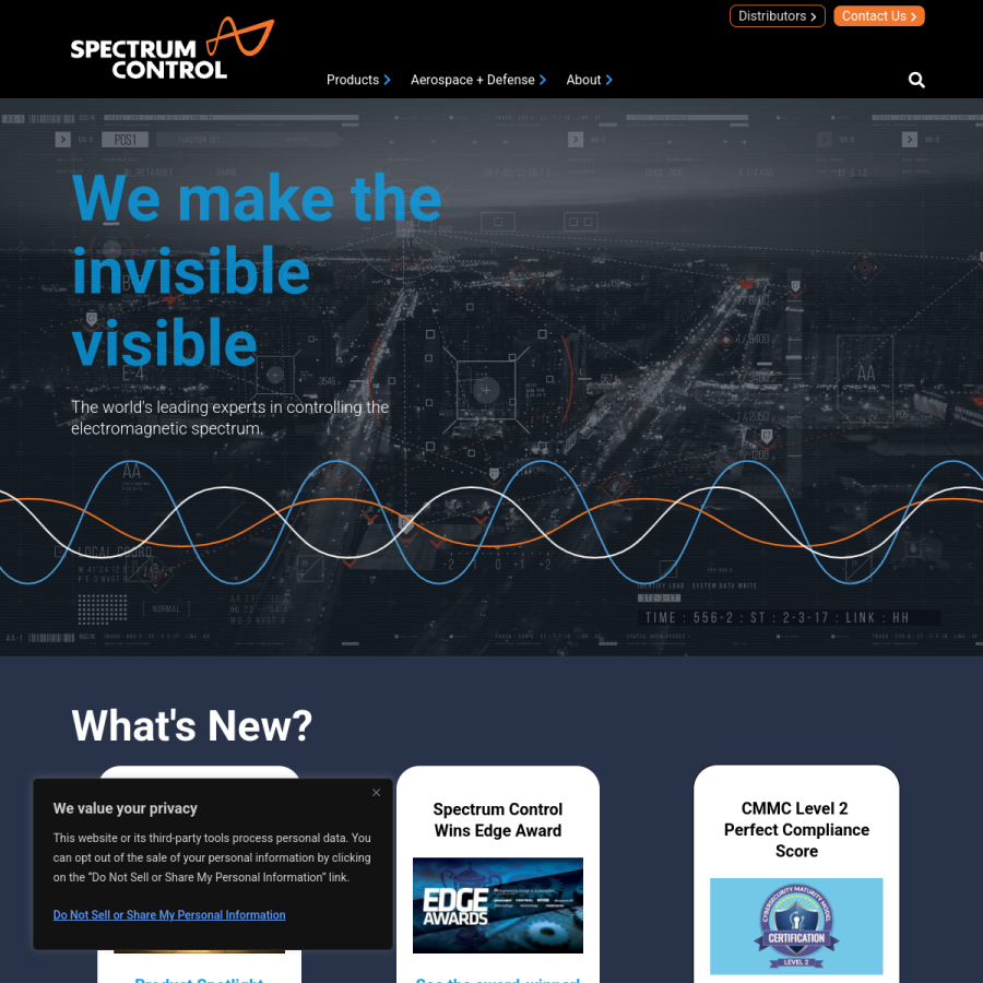 spectrumcontrol.com homepage screenshot