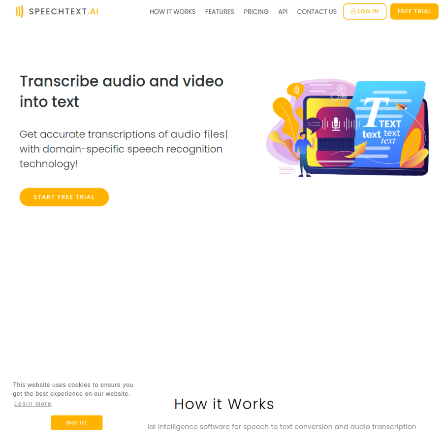 speechtext.ai homepage screenshot