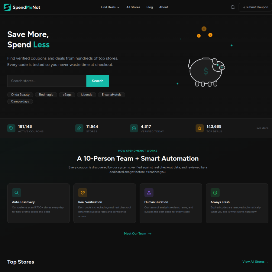 spendmenot.com homepage screenshot
