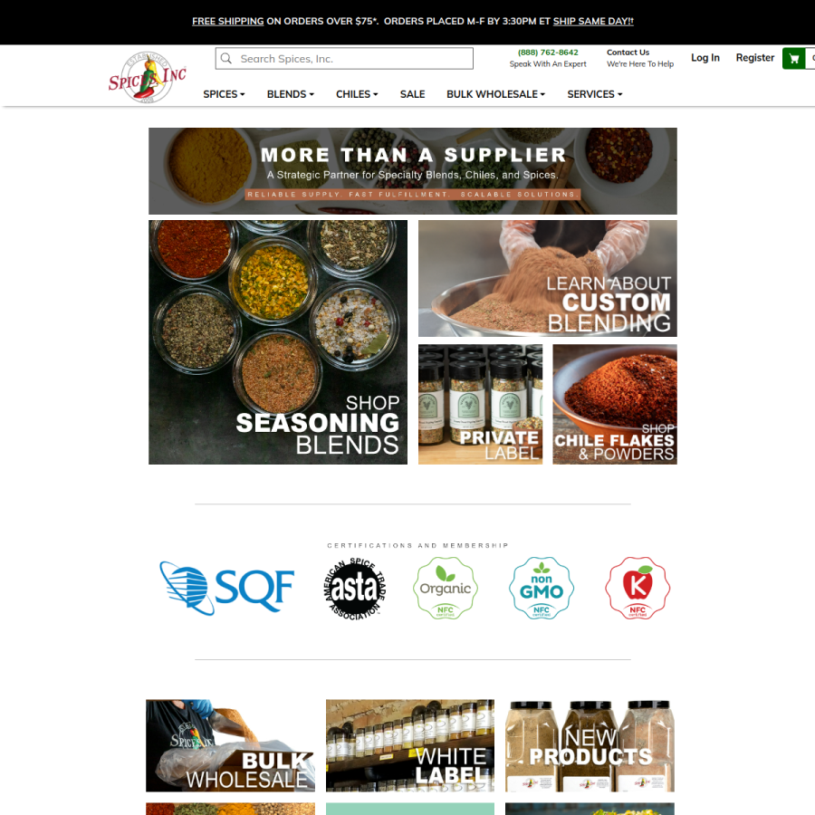 spicesinc.com homepage screenshot