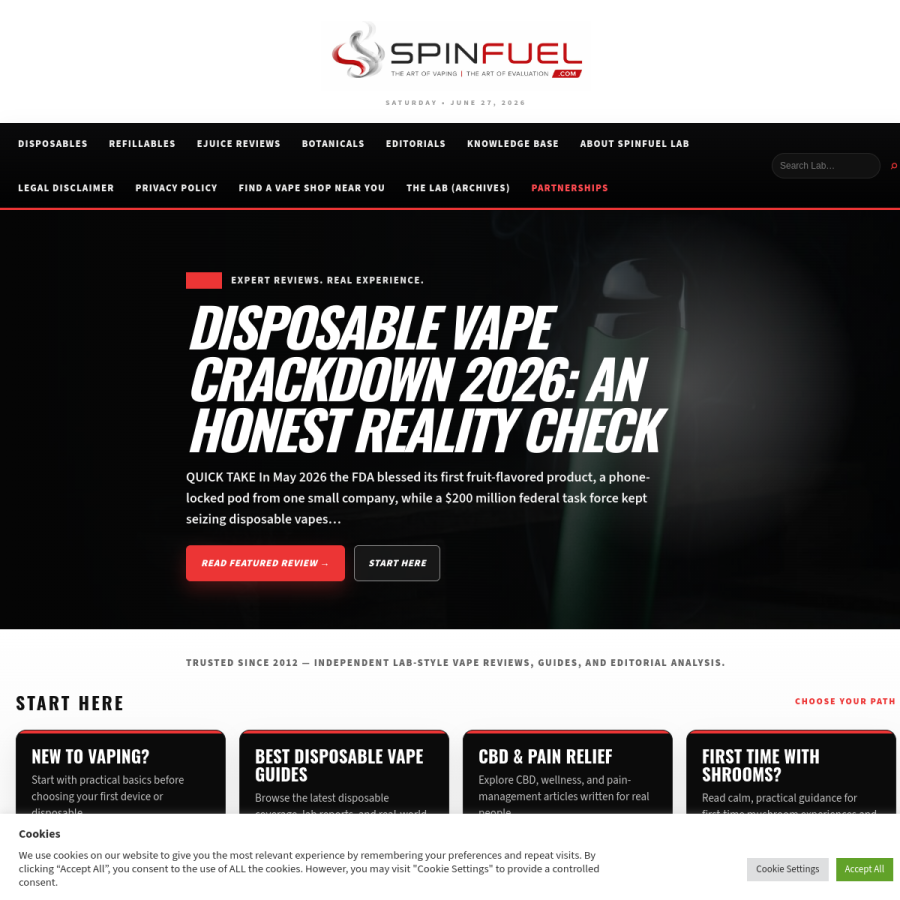 spinfuel.com homepage screenshot